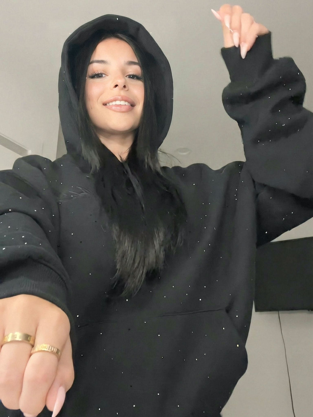 The "Midnight Sky" All - Over Sparkle Hoodie - AriaHaus