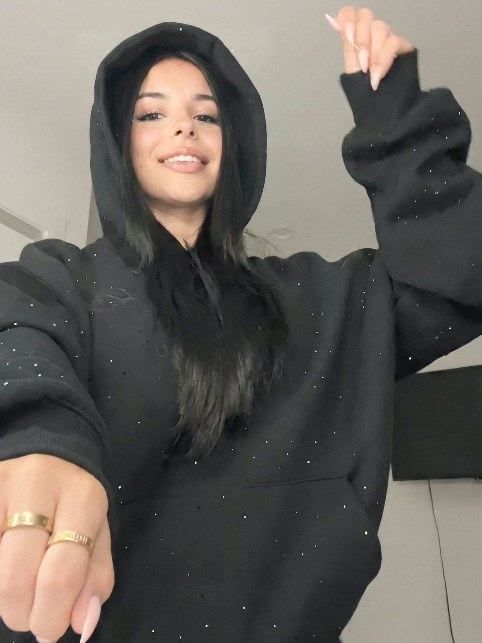 The "Midnight Sky" All - Over Sparkle Hoodie - AriaHaus